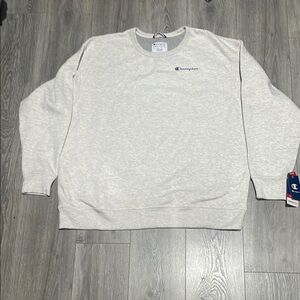 Champion Gray Crewneck Sweater with Ribbed Cuffs